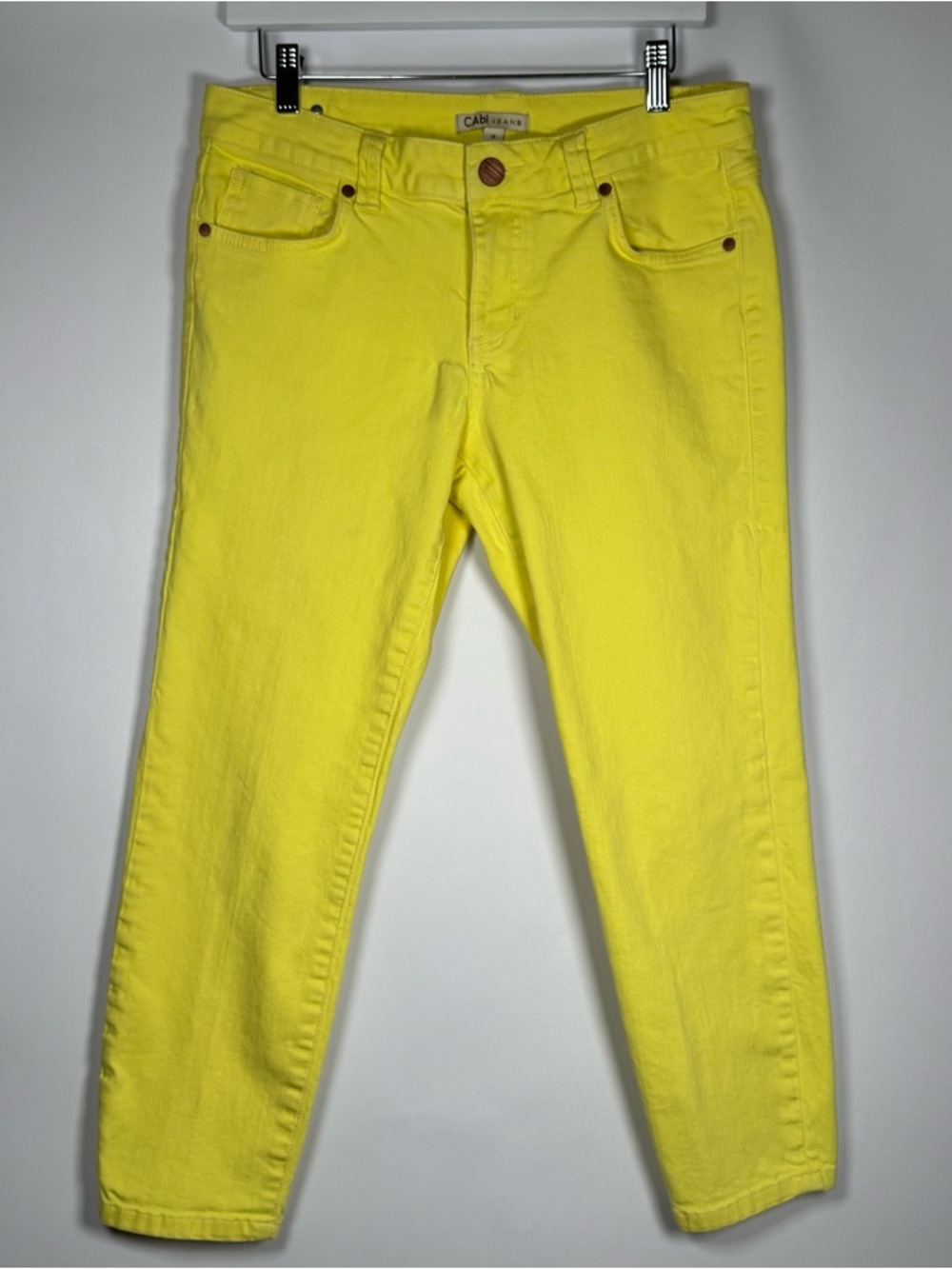 CAbi Yellow Mid-Rise Slim Straight Jeans - Size 8